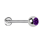 Micro Labret argenté avec boule et cristal violet