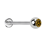 Micro labret argenté avec boule et cristal topaze