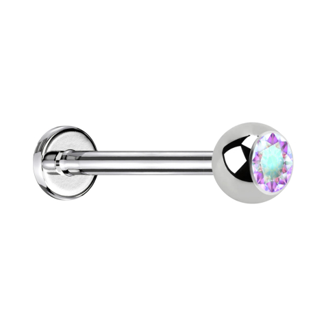 Micro labret silver with ball and crystal multicolor