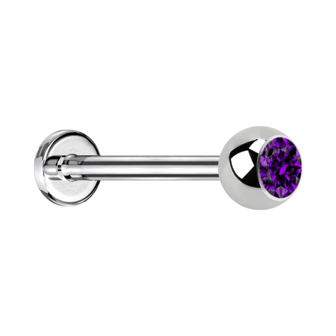Micro labret silver with ball and violet crystal