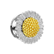 Flesh Plug silber Gänseblümchen