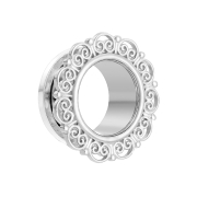 Flesh Tunnel argenté avec des cœurs filigranes