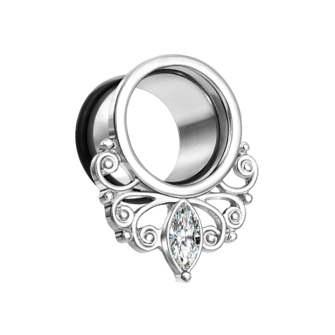 Flared tunnel silver vintage drops with O-ring