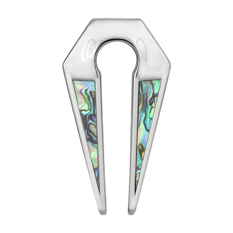 Peso per orecchio a buco di serratura in argento a due punte con abalone