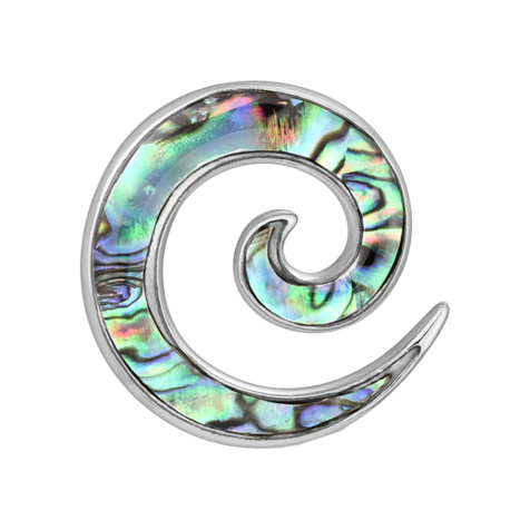 Dehnspiralen silber einseitig mit Abalone (2stk)