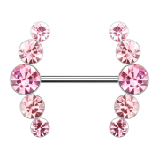 Barbell silber gebogen mit fünf Kristallen pink