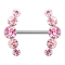 Barbell argenté courbé avec cinq cristaux roses