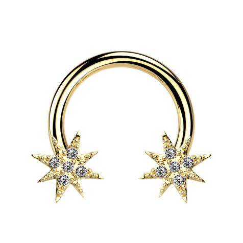 Micro Circular Barbell 14k gold-plated with star