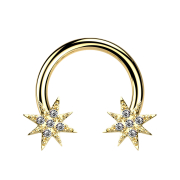 Micro Circular Barbell 14k gold-plated with star