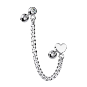 Micro barbell silver with pendant chain and heart