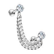 Micro Barbell silber mit Kristall und Anhänger Kette