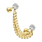 Gold-plated micro barbell with crystal and pendant chain