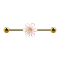 Barbell en or 14k bicolore fleur rose