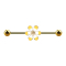 Barbell 14k gold-plated two-tone flower yellow