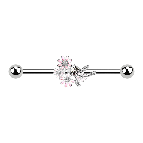 Barbell silver with bouquet of flowers