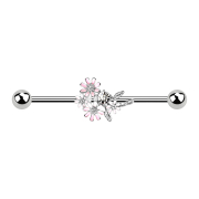 Barbell argent avec bouquet de fleurs
