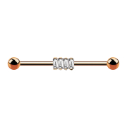 Barbell rose gold with four square crystals