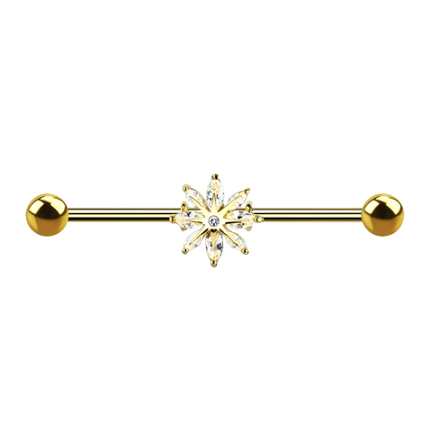 Barbell 14k gold-plated with snow star