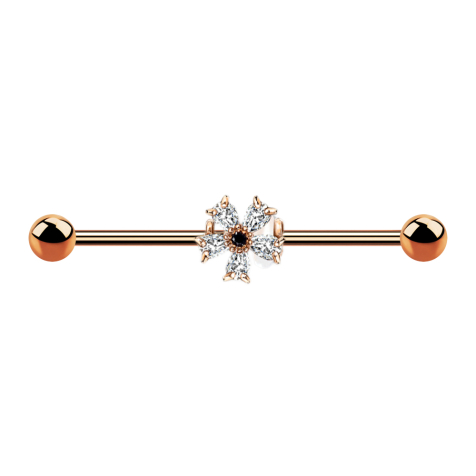 Barbell rose gold with crystal flower