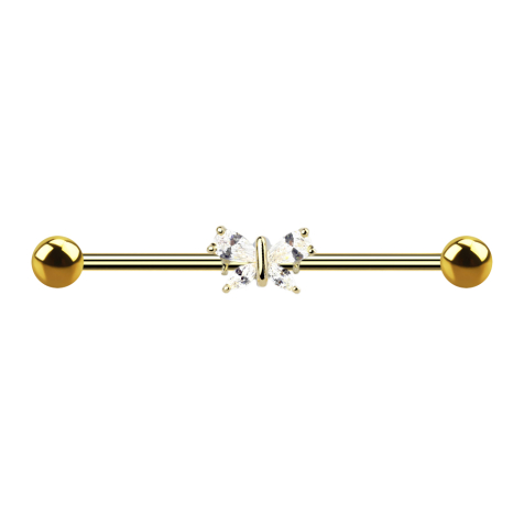 Barbell doré 14k avec papillon