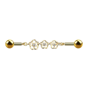 Barbell 14k vergoldet Kette mit drei Blumen
