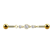 Barbell 14k gold-plated chain with three crystals