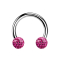 Micro Circular Barbell argento con due sfere di cristallo strato protettivo epossidico rosa