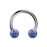 Micro Circular Barbell argent avec deux boules de cristal...