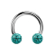 Micro Circular Barbell argenté avec deux boules de cristal turquoise couche protectrice dépoxy