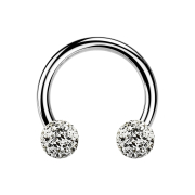 Circular barbell silver with two crystal balls silver...