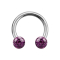 Circular Barbell argent avec deux boules de cristal violet époxy de protection