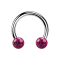 Circular barbell silver with two crystal balls fuchsia epoxy protective layer