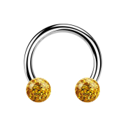 Circular barbell silver with two crystal balls topaz...