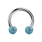 Circular Barbell argent avec deux boules de cristal aqua couche protectrice dépoxy