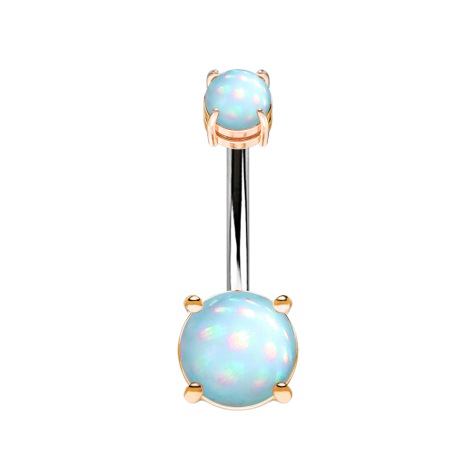 Banana internal thread rose gold with two epoxy stones blue