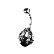 Banane argent Griffe de dragon avec boule de cristal noire
