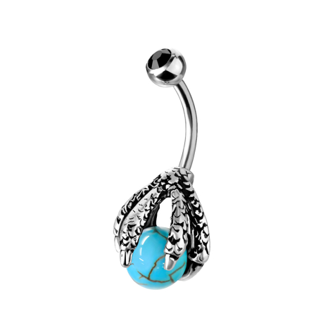 Banane argent griffe de dragon avec pierre turquoise