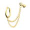 Boucle doreille plaqué or double chaîne Micro Barbell avec boule et cristal