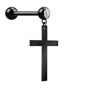 Micro Barbell schwarz mit Anhänger Kreuz