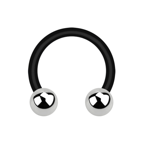 Micro Circular Barbell noir avec deux boules argentées