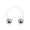 Micro Circular Barbell weiss mit zwei Kugeln silber