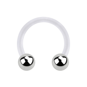 Micro Circular Barbell transparent with two silver balls