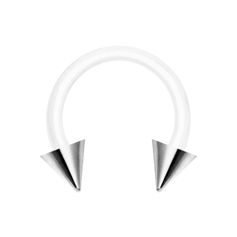 Micro Circular Barbell blanc avec deux cônes argentés