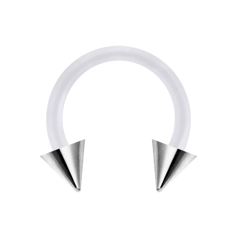 Micro Circular Barbell transparent avec deux cônes argentés