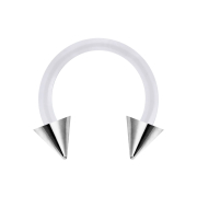 Micro Circular Barbell transparent mit zwei Cones silber