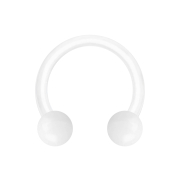 Micro Circular Barbell weiss mit zwei Kugeln