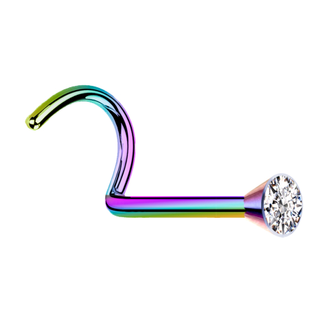 Clous de nez courbés colorés avec cristal argenté