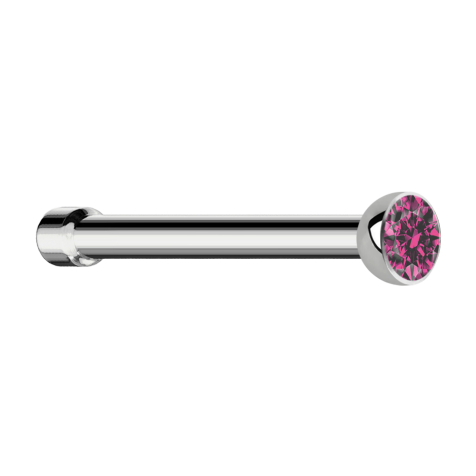 Nasenstecker gerade silber Halbkugel Kristall pink