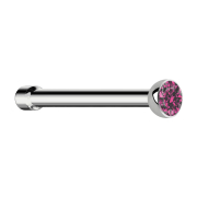 Nasenstecker gerade silber Halbkugel Kristall pink