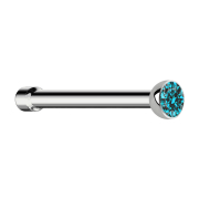 Clous de nez droit argent demi-sphère cristal aqua